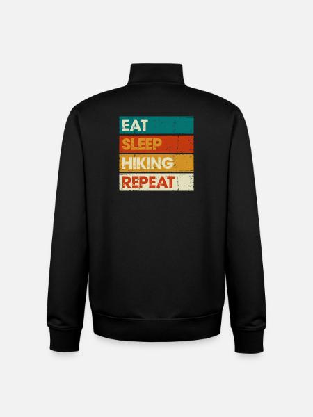 Eat Sleep Hiking Repeat Distressed Stripes - Unisex Organic Zip Sweatshirt by Stanley/Stella - black