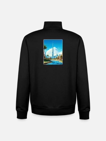Dubai Skyline Illustration - Unisex Organic Zip Sweatshirt by Stanley/Stella - black