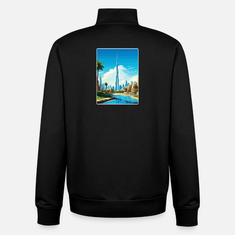 Dubai Skyline Illustration - Unisex Organic Zip Sweatshirt von Stanley/Stella - Schwarz