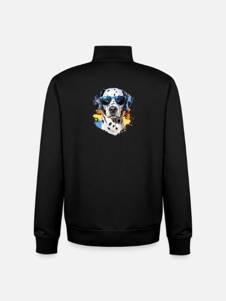 Dalmatian with sunglasses - Unisex Organic Zip Sweatshirt by Stanley/Stella - black