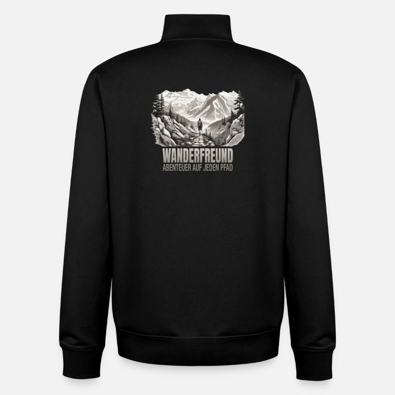Abenteuer auf jeden Pfad - Unisex Organic Zip Sweatshirt von Stanley/Stella - Schwarz