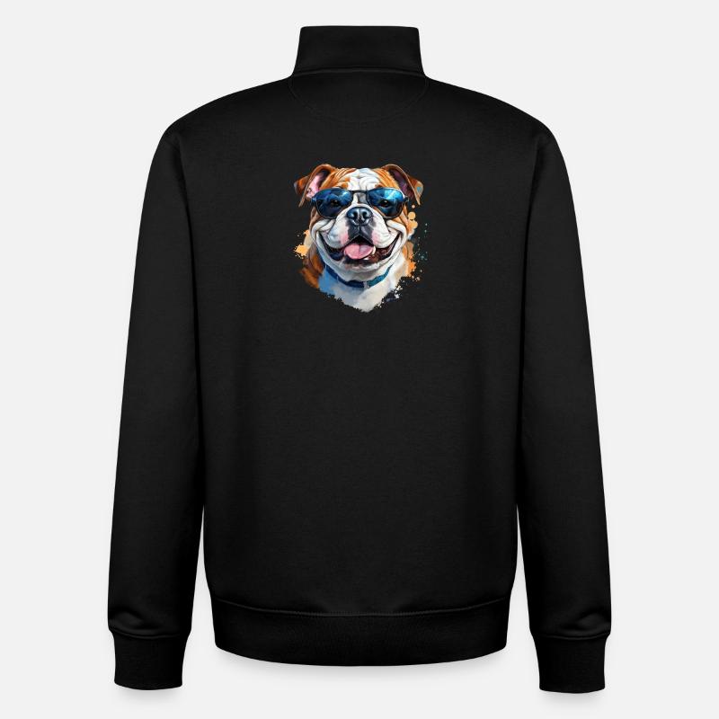 Bouledogue avec lunettes de soleil - Sweat zippé unisexe en coton bio Stanley/Stella - noir