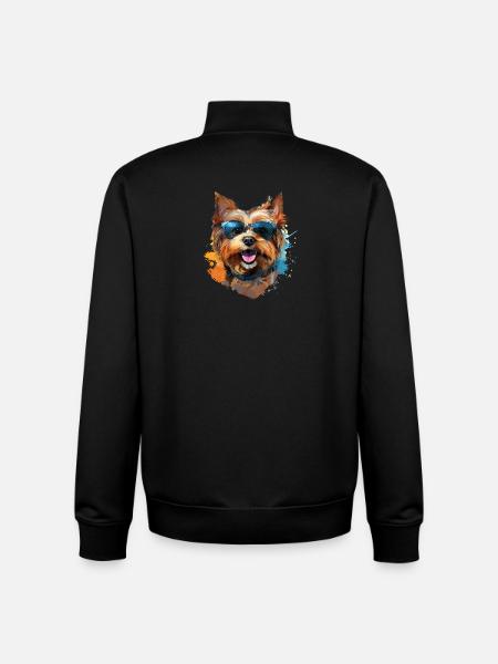 Yorkie with sunglasses - Unisex Organic Zip Sweatshirt by Stanley/Stella - black