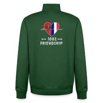 Le Maroc et la France : une amitié à 100 % - Sweat zippé unisexe en coton bio Stanley/Stella - vert bouteille - Dos - AI Model Male 185 dark (185cm)