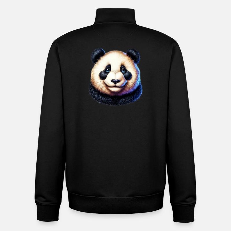 Panda - Sweat zippé unisexe en coton bio Stanley/Stella - noir