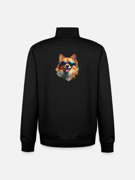 Pomeranian with sunglasses - Unisex Organic Zip Sweatshirt by Stanley/Stella - black