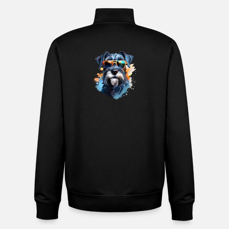 Schnauzer avec lunettes de soleil - Sweat zippé unisexe en coton bio Stanley/Stella - noir