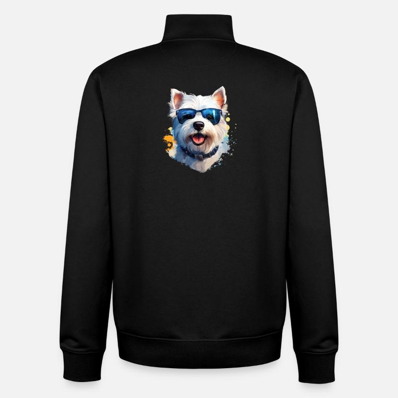 Westie mit Sonnenbrille - Unisex Organic Zip Sweatshirt von Stanley/Stella - Schwarz