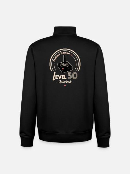 Design Badge Level 50 Retro Console - Unisex Organic Zip Sweatshirt by Stanley/Stella - black