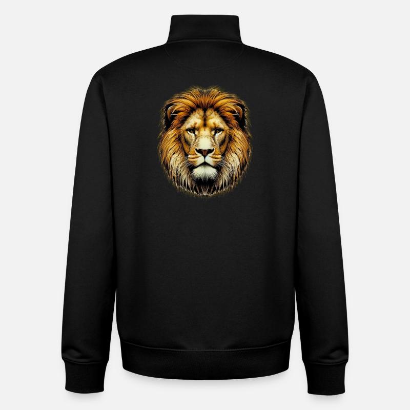 Lion - Sweat zippé unisexe en coton bio Stanley/Stella - noir