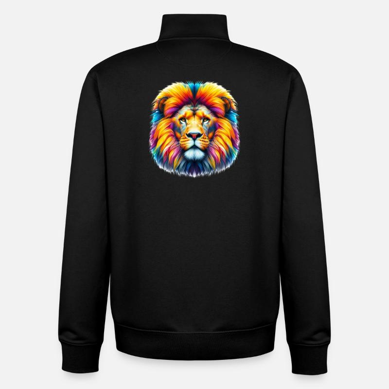 Lion - Sweat zippé unisexe en coton bio Stanley/Stella - noir