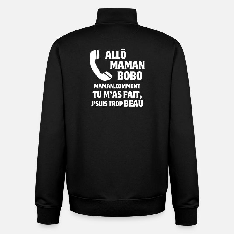 maman, super maman, beau gosse - Sweat zippé unisexe en coton bio Stanley/Stella - noir
