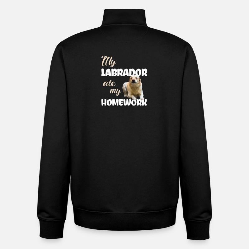 Labrador Homework - Unisex Organic Zip Sweatshirt by Stanley/Stella - black