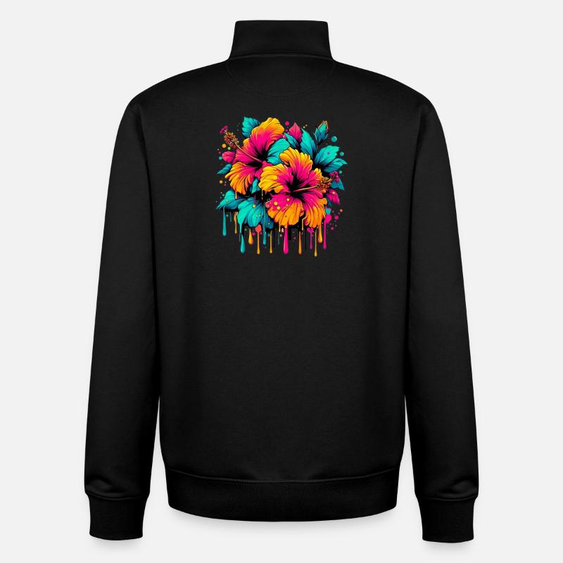 Hibiskusblüten - Unisex Organic Zip Sweatshirt von Stanley/Stella - Schwarz