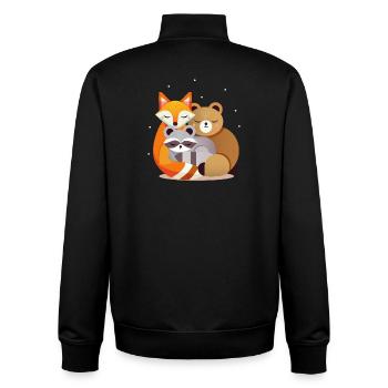 Schlafende Waldtiere – Fuchs, Bär und Waschbär - Unisex Organic Zip Sweatshirt von Stanley/Stella - Schwarz - Hinten - AI Model Male 185 light (185cm)