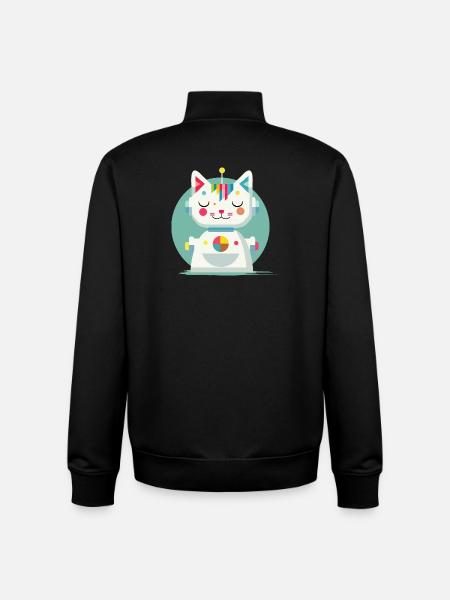 Geometric Robot Cat – Creative Illustration - Unisex Organic Zip Sweatshirt by Stanley/Stella - black