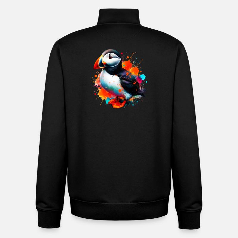 Macareux - Sweat zippé unisexe en coton bio Stanley/Stella - noir