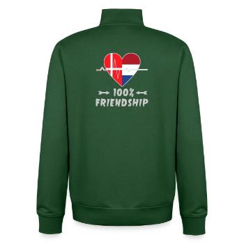 Le Danemark et les Pays-Bas : amitié à 100 % - Sweat zippé unisexe en coton bio Stanley/Stella - vert bouteille - Dos - AI Model Male 185 dark (185cm)