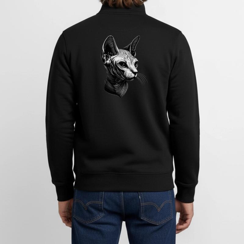 Chat Sphynx Chat Sphynx Chat Canadien Mignon Sphinx Sweat zippé unisexe en coton bio Stanley/Stella