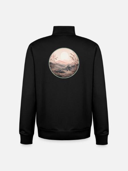 Sanfte Mondlandschaft im Zen-Stil - Unisex Organic Zip Sweatshirt von Stanley/Stella - Schwarz