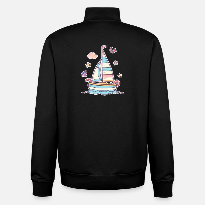 Sailing Comic Look - Unisex Organic Zip Sweatshirt by Stanley/Stella - black