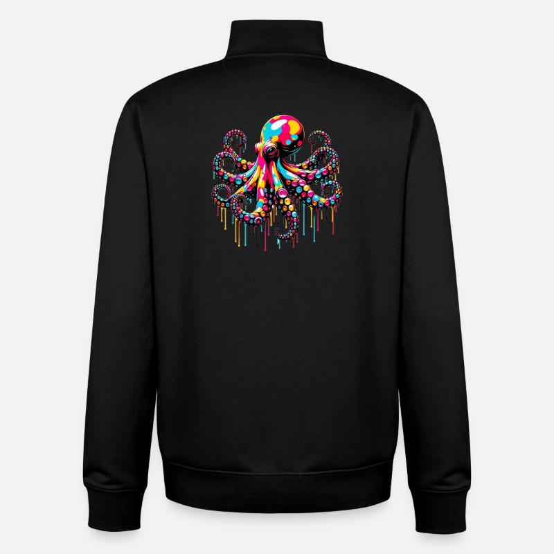 Pieuvre - Sweat zippé unisexe en coton bio Stanley/Stella - noir
