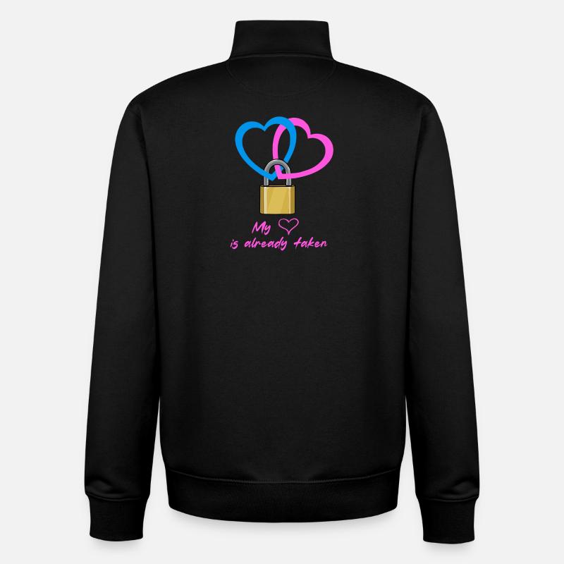 Mon coeur est déjà pris - Sweat zippé unisexe en coton bio Stanley/Stella - noir
