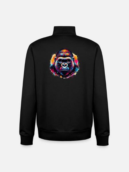 Gorille - Sweat zippé unisexe en coton bio Stanley/Stella - noir