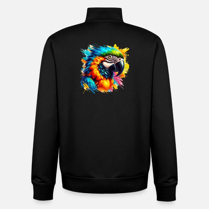 Perroquet - Sweat zippé unisexe en coton bio Stanley/Stella - noir