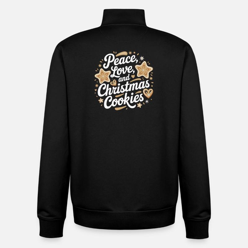 Frieden, Liebe und Weihnachtsplätzchen - Unisex Organic Zip Sweatshirt von Stanley/Stella - Schwarz