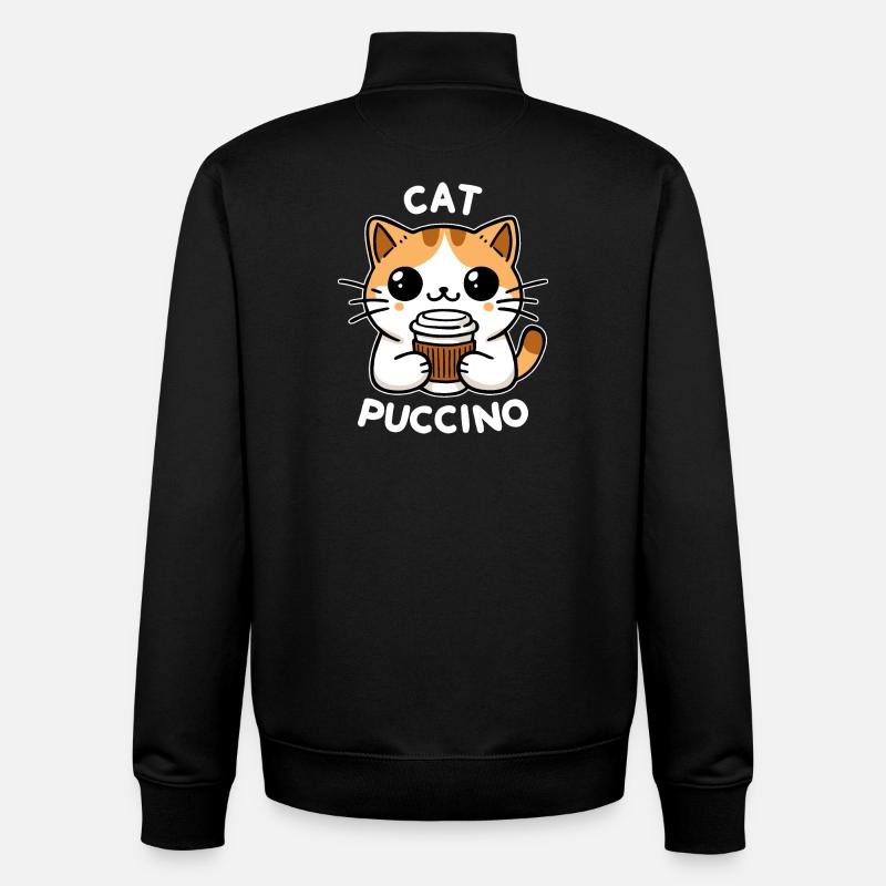Catpuccino 2 (dark) - Unisex Organic Zip Sweatshirt by Stanley/Stella - black