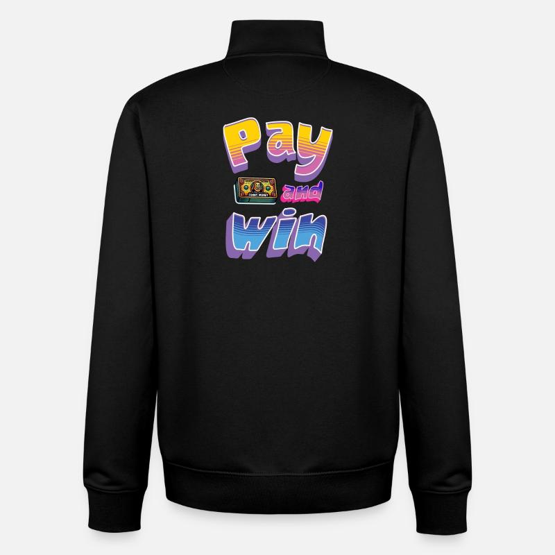 Play and Win Retro Design - Unisex Organic Zip Sweatshirt by Stanley/Stella - black