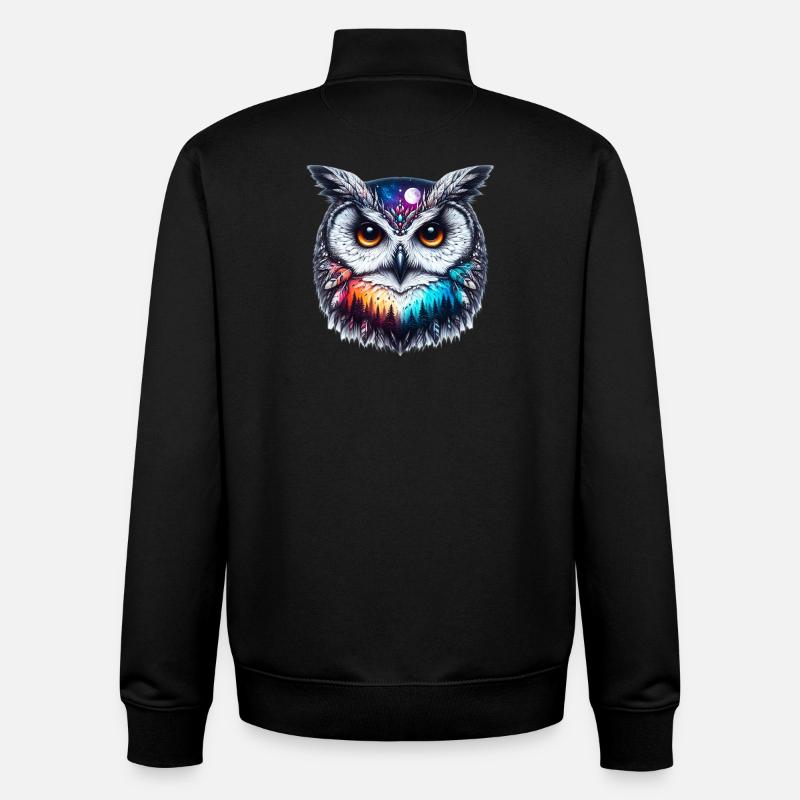 Hibou - Sweat zippé unisexe en coton bio Stanley/Stella - noir
