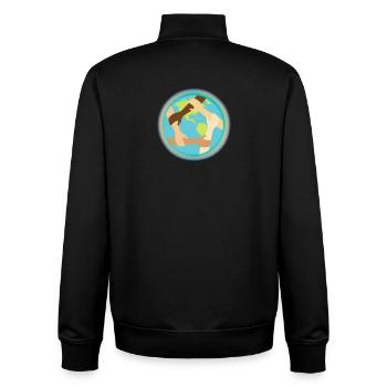 Unité mondiale et entraide - Sweat zippé unisexe en coton bio Stanley/Stella - noir - Dos - AI Model Male 185 light (185cm)