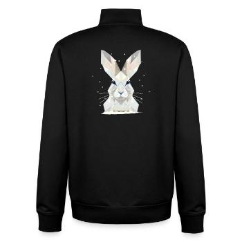 weißer Schneehase-Zeitlose Eleganz des Winters - Unisex Organic Zip Sweatshirt von Stanley/Stella - Schwarz - Hinten - AI Model Male 185 light (185cm)