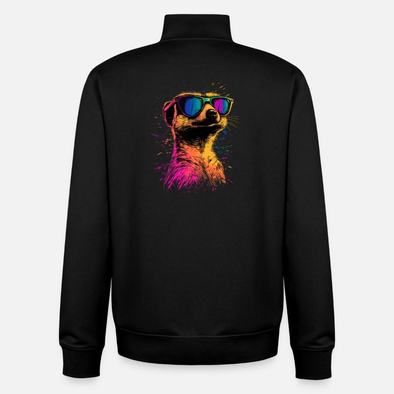 Erdmännchen Sonnenbrille Bunt Süßes Erdmännchen - Unisex Organic Zip Sweatshirt von Stanley/Stella - Schwarz