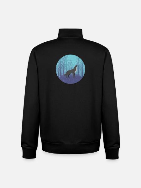 Wolf im Mondwald - Unisex Organic Zip Sweatshirt von Stanley/Stella - Schwarz