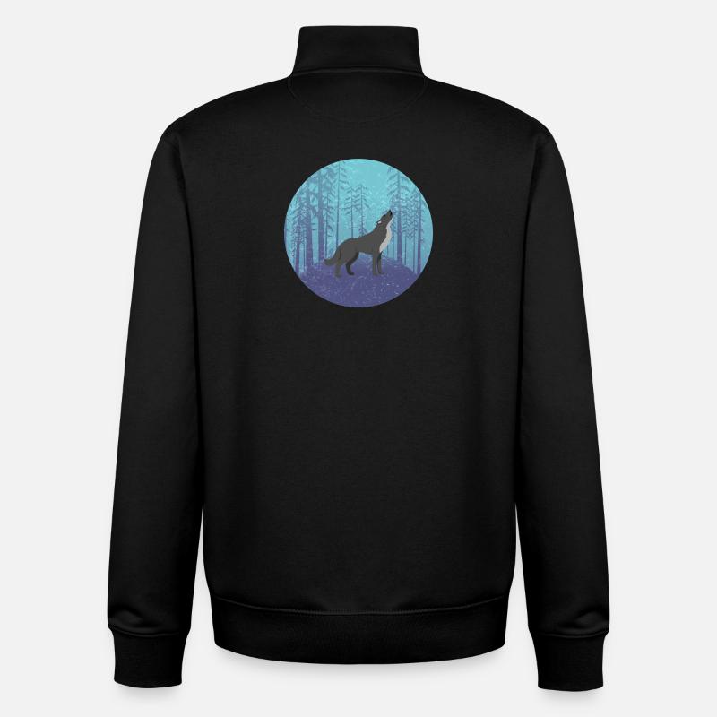 Wolf im Mondwald - Unisex Organic Zip Sweatshirt von Stanley/Stella - Schwarz