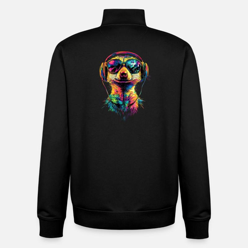 Erdmännchen Sonnenbrille Bunt Süßes Erdmännchen - Unisex Organic Zip Sweatshirt von Stanley/Stella - Schwarz
