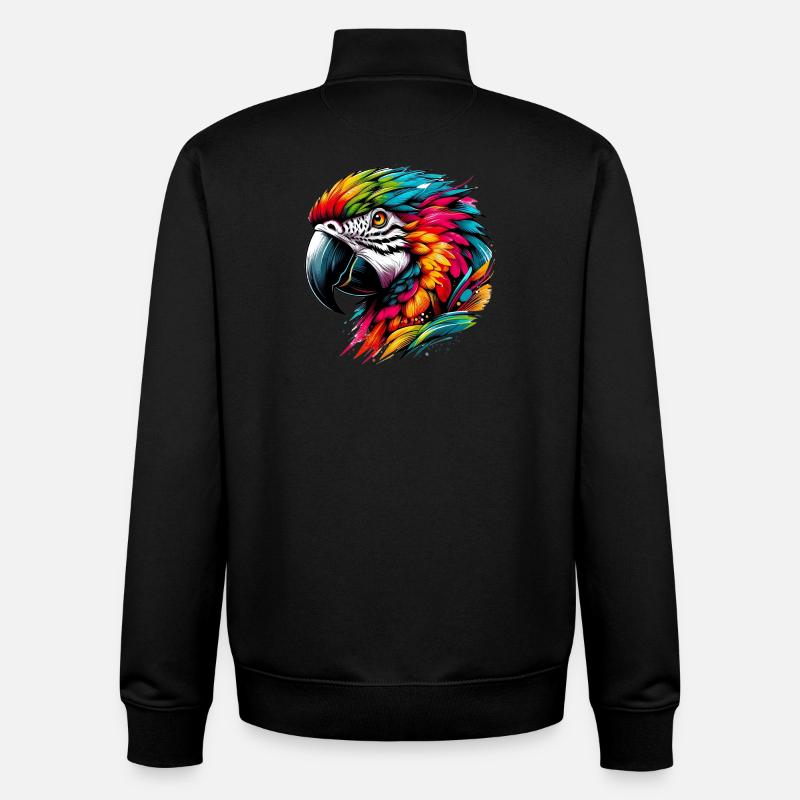 Perroquet - Sweat zippé unisexe en coton bio Stanley/Stella - noir