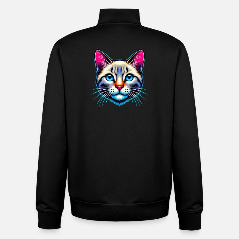 Katze - Unisex Organic Zip Sweatshirt von Stanley/Stella - Schwarz