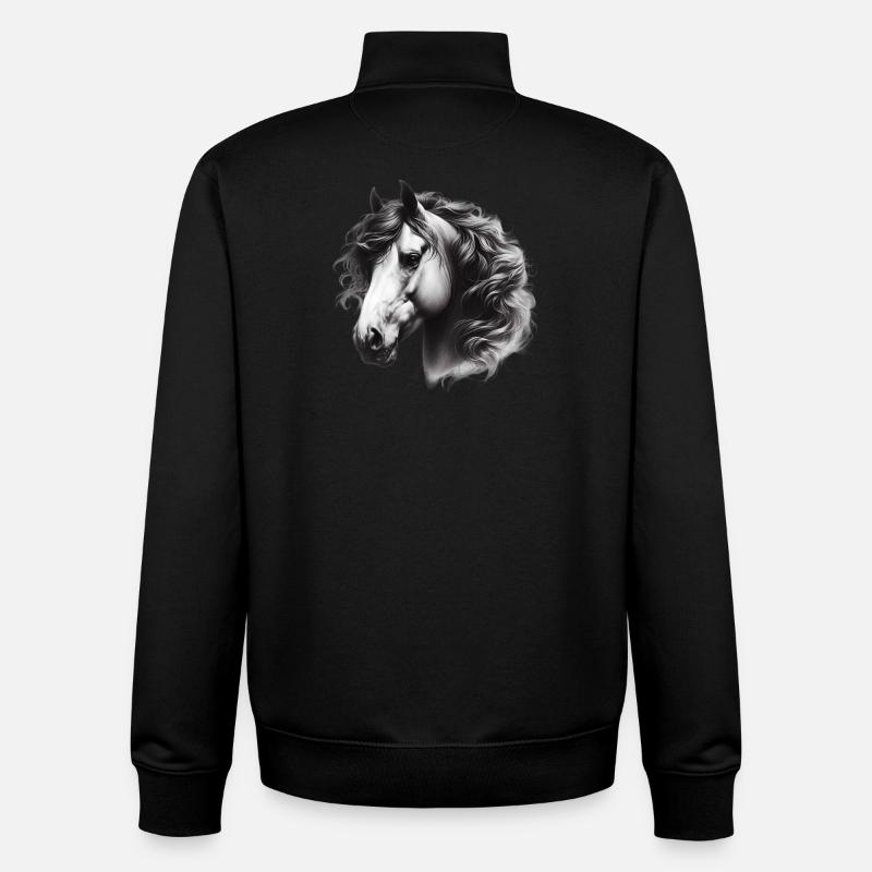 Cheval - Sweat zippé unisexe en coton bio Stanley/Stella - noir