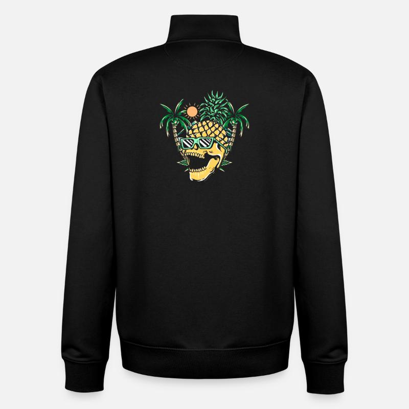 Funny pineapple skull - Unisex Organic Zip Sweatshirt von Stanley/Stella - Schwarz