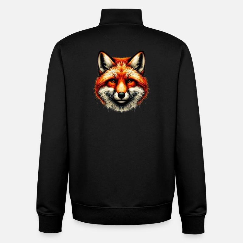 Renard - Sweat zippé unisexe en coton bio Stanley/Stella - noir