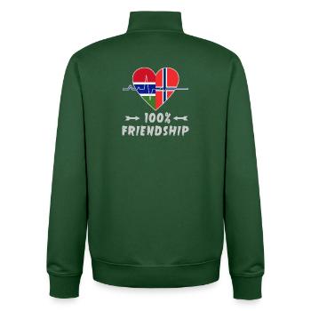 Gambia und Norwegen 100% Freundschaft - Unisex Organic Zip Sweatshirt von Stanley/Stella - Flaschengrün - Hinten - AI Model Male 185 dark (185cm)