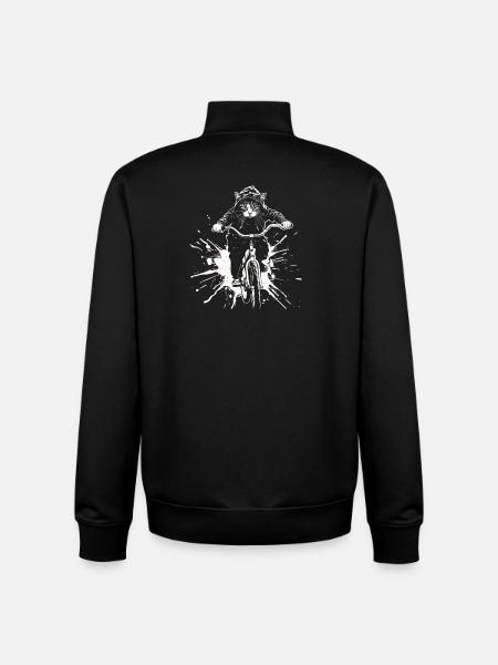 Radfahrende Katze - Unisex Organic Zip Sweatshirt von Stanley/Stella - Schwarz