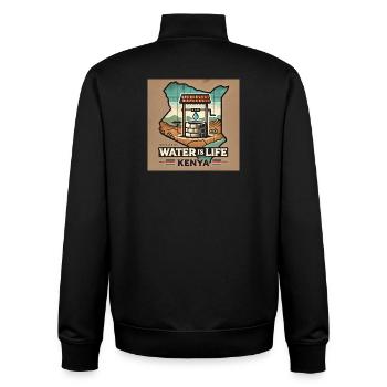 Wasser ist Leben – Kenia Brunnen - Unisex Organic Zip Sweatshirt von Stanley/Stella - Schwarz - Hinten - AI Model Male 185 light (185cm)