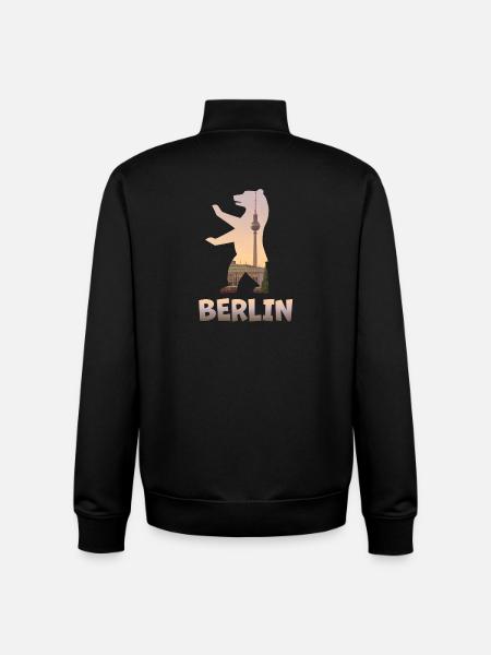 Berlin Bär gefüllt mit Skyline Fernsehturm - Unisex Organic Zip Sweatshirt von Stanley/Stella - Schwarz