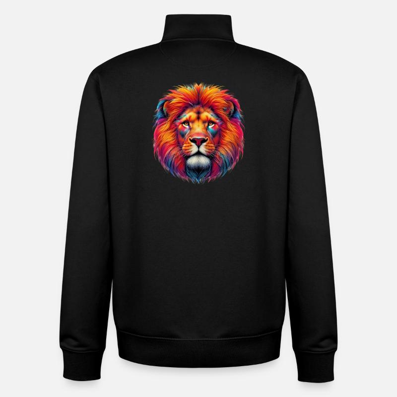 Lion - Sweat zippé unisexe en coton bio Stanley/Stella - noir