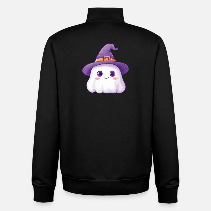 Cute Ghost - Unisex Organic Zip Sweatshirt by Stanley/Stella - black